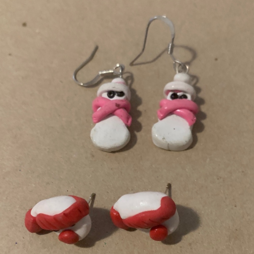 Cute Snowman Earring Set